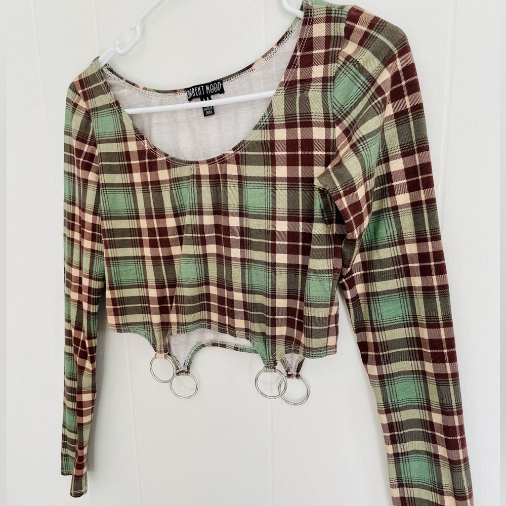💔SOLD💔 Current Mood O Ring Plaid Crop Top